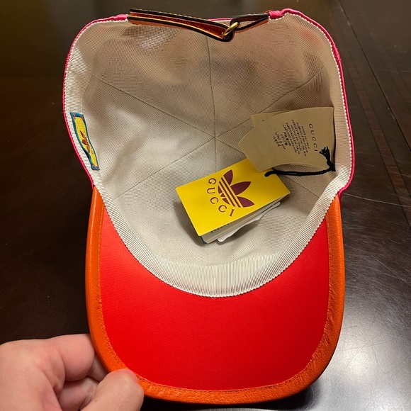 New Authentic Gucci Adidas Logo Pink Baseball Hat - Picture 11 of 16